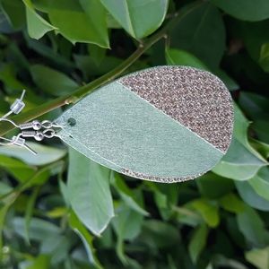 Wood/ Teardrop Statement Earrings / Shimmer Detail Handcrafted by J.Monique